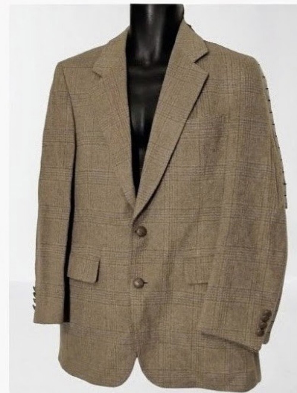 Hart Schaffner & Marx Camel Hair Sport Coat Tan Glen Plaid Vintage